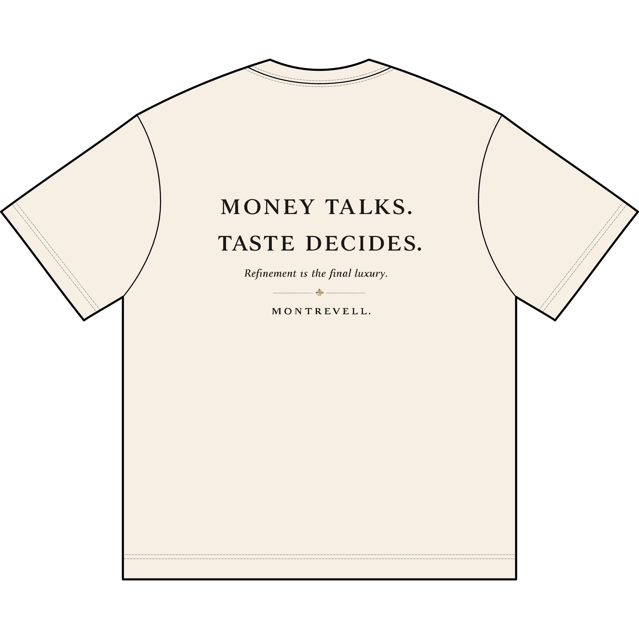 Montrevell 'Money Talks. Taste Decides.' Men's Box Tee — Minimal Luxury Graphic T‑Shirt