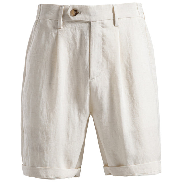 Tropea Short — men's tailored lyocell shorts in ivory