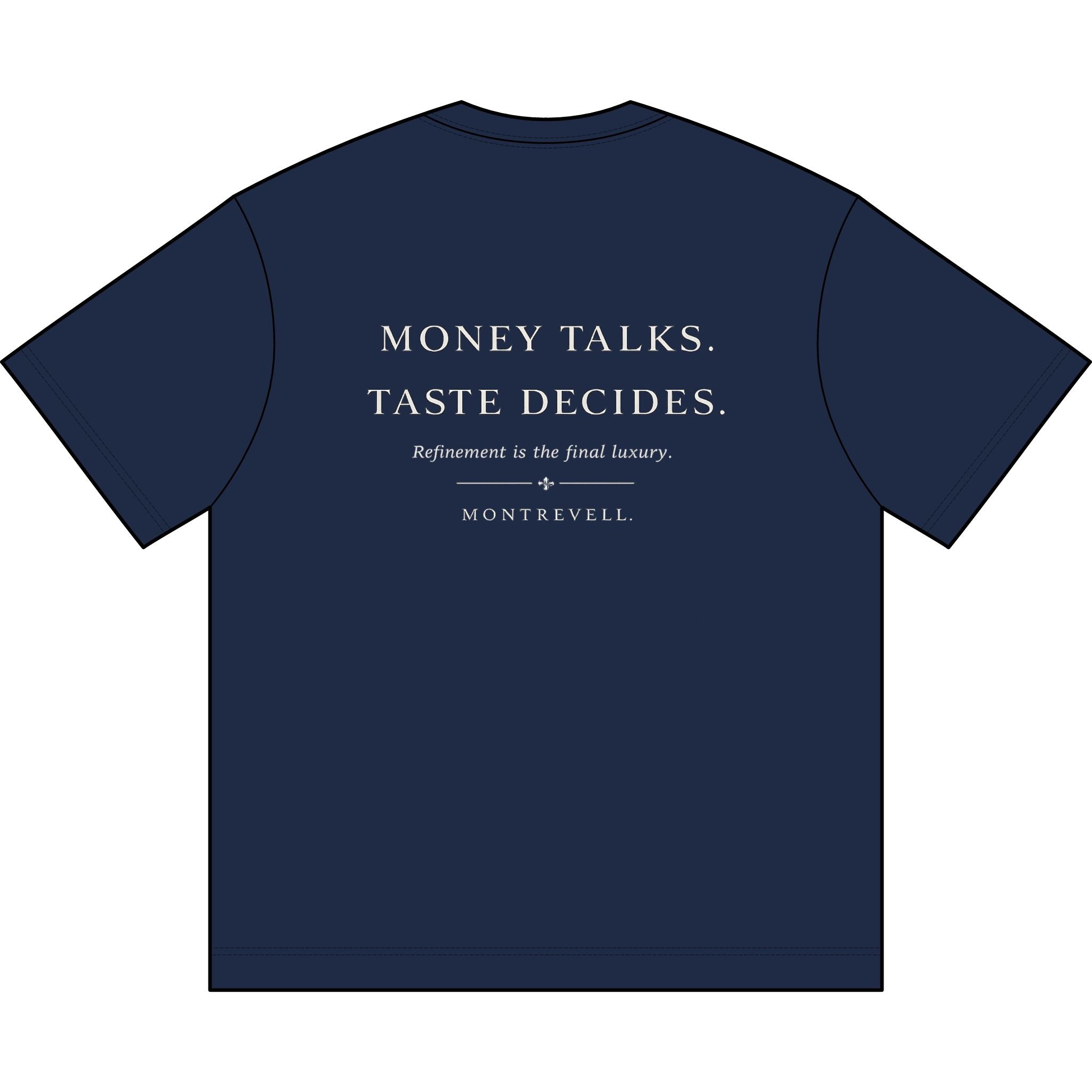 Montrevell 'Money Talks. Taste Decides.' Men's Box Tee — Minimal Luxury Graphic T‑Shirt