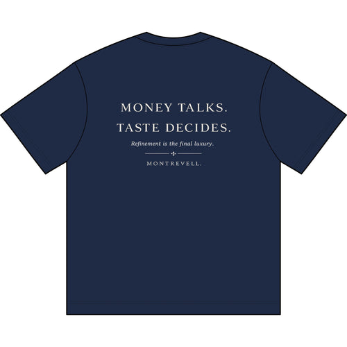 Montrevell 'Money Talks. Taste Decides.' Men's Box Tee — Minimal Luxury Graphic T‑Shirt