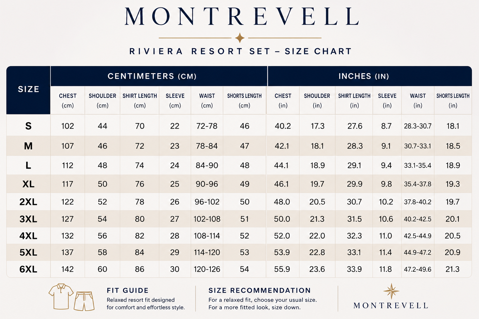 Size guide chart