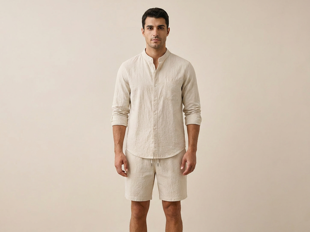 Monaco Linen Set — men's premium linen shirt and shorts matching set