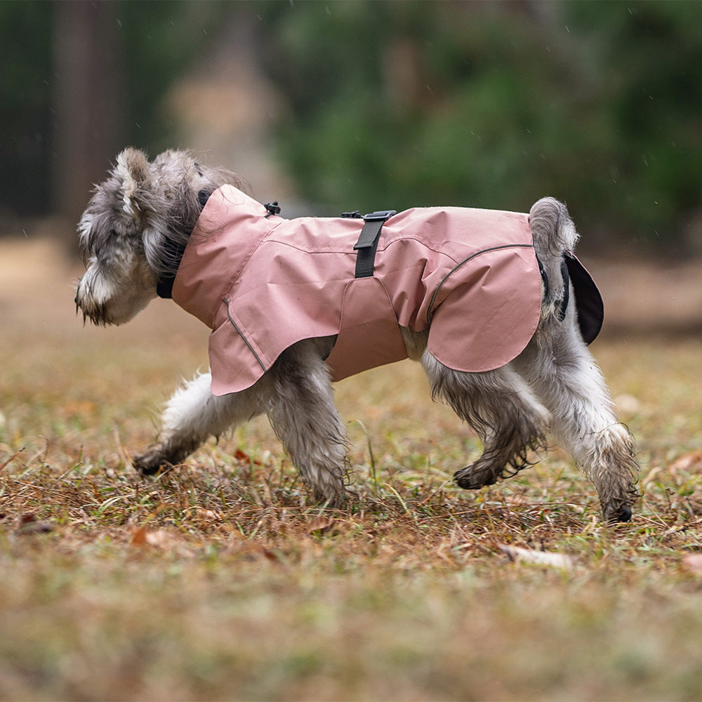 Dog windbreaker, Teddy bichon Frise, all dog outdoor protection adjustable raincoat, chest and back can be pulled raincoat